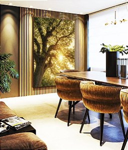 Quadro Vertical Árvore Céu Luzes Douradas Sol Natureza Canvas Moldura