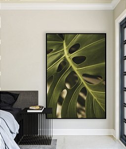 Quadro Vertical Costela de Adão Folha Planta Verde Natureza Canvas Moldura