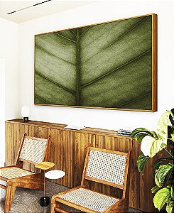 Quadro Horizontal Folha Verde Textura Beleza Natural Folhagem Canvas Moldura