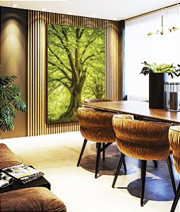 Quadro Vertical Árvores Campo Floresta Natureza Iluminada Canvas Moldura