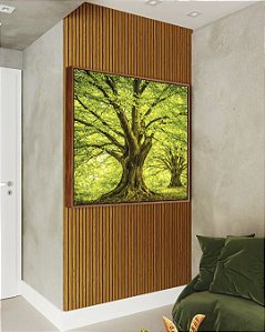 Quadro Quadrado Árvores Campo Floresta Natureza Iluminada Canvas Moldura