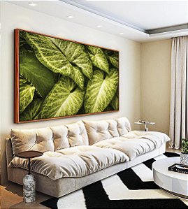 Quadro Horizontal Planta Folha Verde Claro Vivo Natureza Canvas Moldura