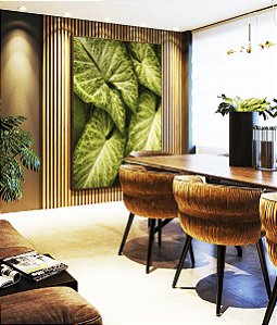 Quadro Vertical Planta Folha Verde Claro Vivo Natureza Canvas Moldura