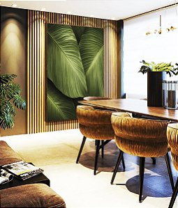 Quadro Vertical Folhagem Bananeira tropical Verde Natureza Canvas Moldura