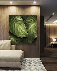 Quadro Quadrado Folhagem Bananeira tropical Verde Natureza Canvas Moldura