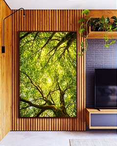 Quadro Vertical Paisagem Céu Árvores Folhas Galhos Equilibrados Natureza Canvas Moldura