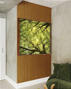 Quadro Quadrado Paisagem Céu Árvores Folhas Galhos Equilibrados Natureza Canvas Moldura