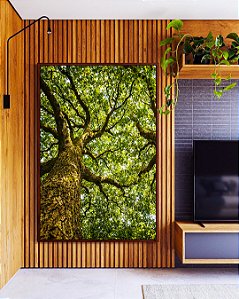 Quadro Vertical Árvores Folhas Troncos Galhos Paisagem Natureza Canvas Moldura