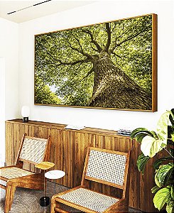 Quadro Horizontal Árvore Galhos Folhas Verdes Vibrantes Céu Paisagem Natureza Canvas Moldura