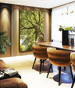 Quadro Vertical Árvore Galhos Folhas Verdes Vibrantes Céu Paisagem Natureza Canvas Moldura