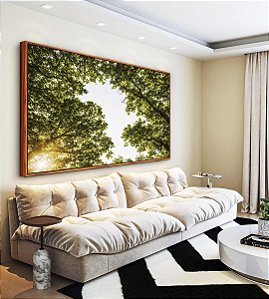 Quadro Horizontal Céu Claro Árvore Folhas Verdes Paisagem Natureza Canvas Moldura