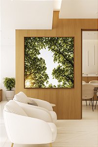 Quadro Quadrado Céu Claro Árvore Folhas Verdes Paisagem Natureza Canvas Moldura