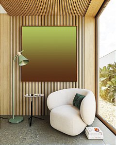 Quadro Quadrado Abstrato Degradê Verde Claro Marrom Chocolate Canvas Moldura