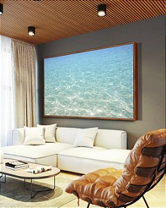 Quadro Horizontal Mar Azul Cristalino Reflexos do Sol Praia Areia Natureza Canvas Moldura
