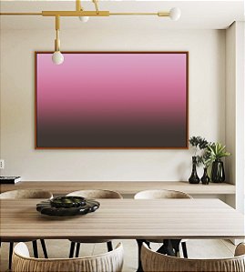 Quadro Horizontal Abstrato Degrade Rosa Vibrante cinza Canvas Moldura