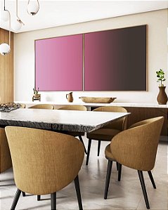 Duo de Quadros Quadrados Abstrato Degrade Rosa Vibrante cinza Canvas Moldura