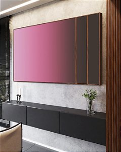 Trio de Quadros Estilizados Abstrato Degrade Rosa Vibrante cinza Canvas Moldura