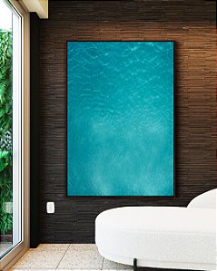 Quadro Vertical Mar Azul Turquesa Textura Natural Canvas Moldura