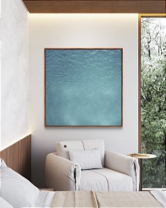 Quadro Quadrado Mar Azul Turquesa Textura Natural Canvas Moldura