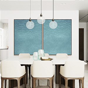 Duo de Quadros Mar Azul Turquesa Textura Natural Canvas Moldura