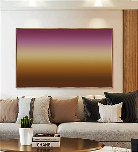 Quadro Horizontal Abstrato Degradê Vinho Marsala Marfim Marrom Cobre Canvas Moldura
