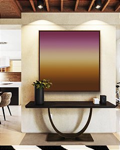 Quadro Quadrado Abstrato Degradê Vinho Marsala Marfim Marrom Cobre Canvas Moldura