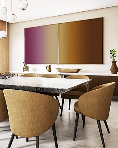 Duo de Quadros Quadrados Abstrato Degradê Vinho Marsala Marfim Marrom Cobre Canvas Moldura