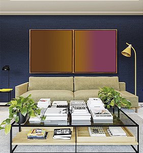 Duo de Quadros Quadrados Abstrato Degradê Rosa Vinho Marrom Caramelo Canvas Moldura