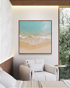 Quadro Quadrado Praia Mar Azul Turquesa Iluminado Sol Canvas Moldura