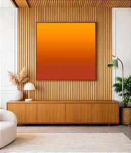 Quadro Quadrado Abstrato Degradê Laranja Amarelo Dourado Canvas Moldura