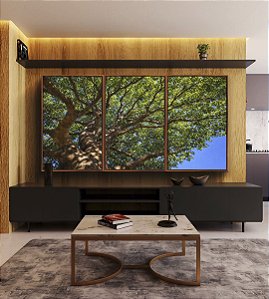 Trio de Quadros Copa de Arvore Folhas Verdes Céu Azul Natureza Canvas Moldura