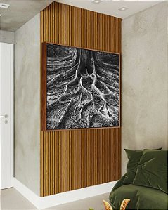 Quadro Quadrado Raízes de Árvore Preto e Branco Natureza Canvas Moldura