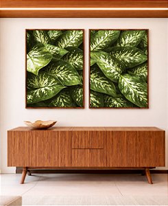 Duo de Quadros Planta Comigo-Ninguém-Pode Folhagem Natureza Paisagem Canvas Moldura