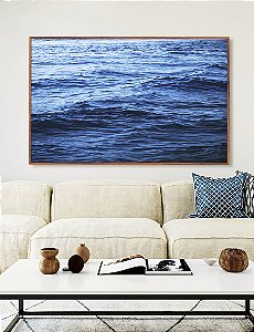Quadro Horizontal Mar Ondulado Azul Intenso Natureza Canvas Moldura