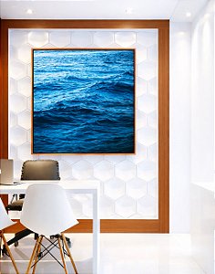 Quadro Quadrado Mar Ondulado Azul Intenso Natureza Canvas Moldura