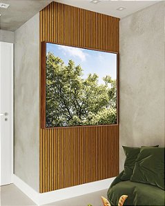 Quadro Quadrado Árvores Folhagem Verde Céu Claro Nuvens Natureza Paisagem Canvas Moldura