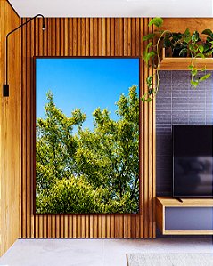 Quadro Vertical Árvores Folhagem Verde Céu Claro Limpo Natureza Paisagem Canvas Moldura