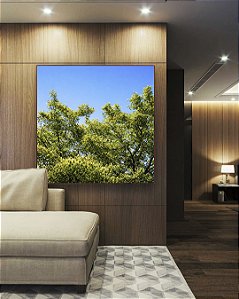 Quadro Quadrado Árvores Folhagem Verde Céu Claro Limpo Natureza Paisagem Canvas Moldura