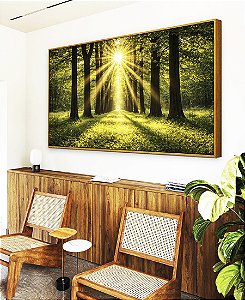 Quadro Horizontal Caminho Entre Árvores Luzes do Sol Natureza Paisagem Canvas Moldura