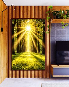 Quadro Vertical Caminho Entre Árvores Luzes do Sol Natureza Paisagem Canvas Moldura