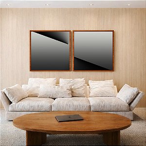Duo de Quadros Quadrados Abstrato Degradê Cinza Chumbo Prata Efeito Profundidade Canvas Moldura