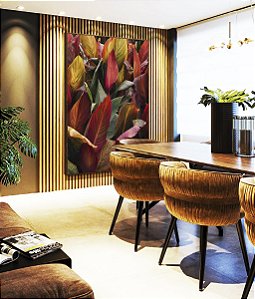 Quadro Vertical Folhagem Tropical Cróton Planta Colorida Natureza Paisagem Canvas Moldura