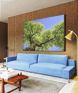 Quadro Horizontal Céu Azul Vivo Copa de Árvore Folhas Verdes Paisagem Natureza Canvas Moldura