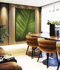 Quadro Vertical Folha Verde Intenso Textura Natureza Paisagem Canvas Moldura