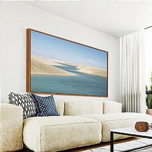 Quadro Horizontal Dunas Praia Mar Água Turquesa Céu Azul Claro Natureza Canvas Moldura