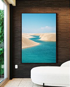 Quadro Vertical Dunas Praia Mar Água Turquesa Céu Azul Claro Natureza Canvas Moldura