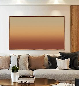 Quadro Horizontal Abstrato Degrade Areia Cobre Terracota Canvas Moldura