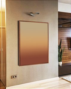 Quadro Vertical Abstrato Degrade Areia Cobre Terracota Canvas Moldura