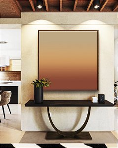 Quadro Quadrado Abstrato Degrade Areia Cobre Terracota Canvas Moldura