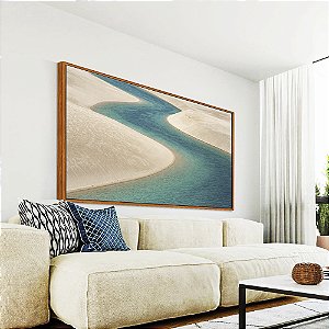 Quadro Horizontal Mar Azul Dunas de Areia Branca Natureza Canvas Moldura